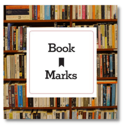 Book Marks (Lit Hub) logo with books on outside of logo